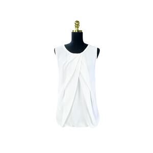 Max Studio White Flowy Tank Top Blouse with Bubble Hem - Women's Size XL